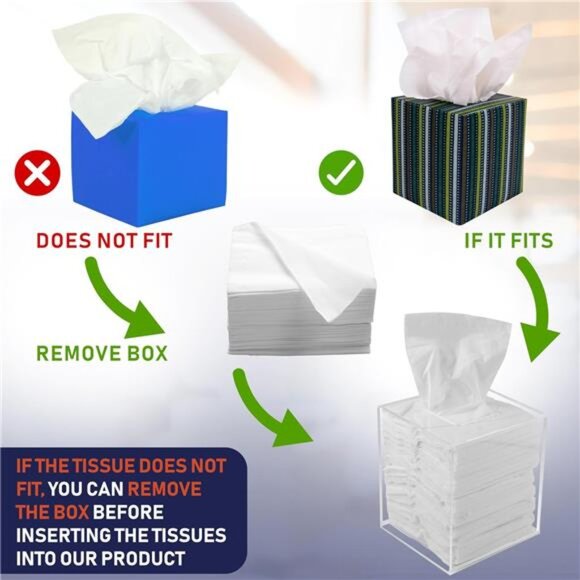 Acrylic Tissue Box Holder, Square Clear Tissue Box Dispenser for Facial Tissue - Picture 5 of 7